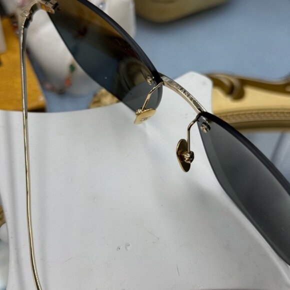 🆕 CHANEL 🧿 NWOT CH4286T Cat Eye Rimless Sunglasses, Titanium & Light Gold - Picture 11 of 16